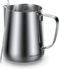 Milk Frothing Pitcher, 20oz Steaming Pitcher Stainless Steel Espresso Machine Accessories for Coffee Bar, Cappuccino Barista Tools Milk Jug Steamer Frother Cup with Decorating Latte Art Pen