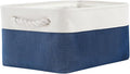 TheWarmHome Storage Bins for Shelves - 1 Pack 13.8x9.7x6.7 inch Collapsible Storage Basket for Organizing, Dog Toy Bin for Closet Organizer laundry Cloth Nursery (White & Jean Blue)
