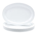 Amazon Basics Melamine (Plastic )Oval Platter Narrow Rim, 6 Piece Set, 13 in x 9.75 in, White
