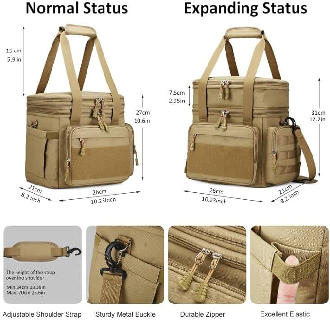 Large Tactical Lunch Box for Men, Insulated Lunch Bag Adult, Thermal Lunchbox Leakproof Waterproof Cooler Bag, Dual Compartment Lunch tote, Large Lunch Pail for Work Office Camping 24L
