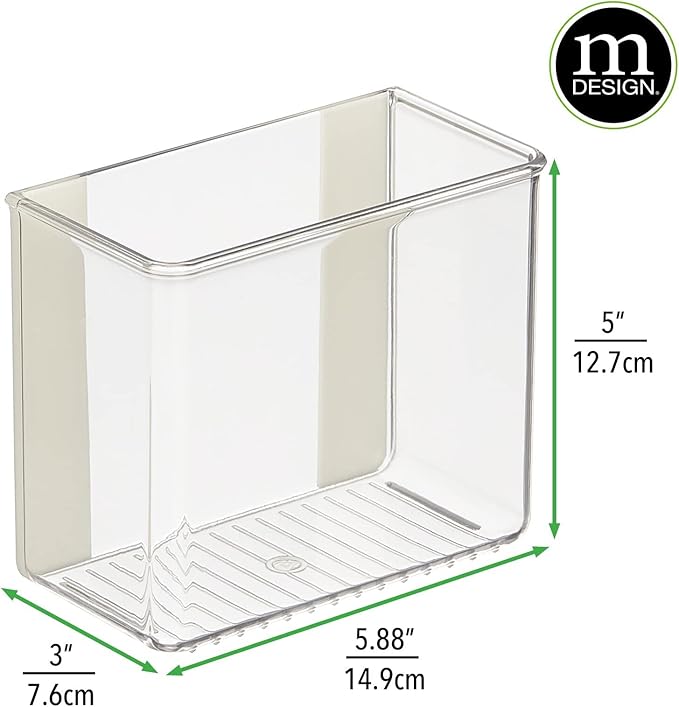 mDesign Plastic Adhesive Mount Storage Organizer Container for Kitchen or Pantry Wall Organization - Space Saving Holder for Sandwich Bags, Foil - 6" Wide - Poppon Collection - 2 Pack - Clear