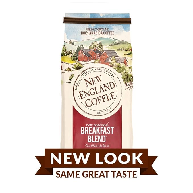 New England Coffee Breakfast Blend Medium Roast Ground Coffee, 12oz Bag (Pack of 2)