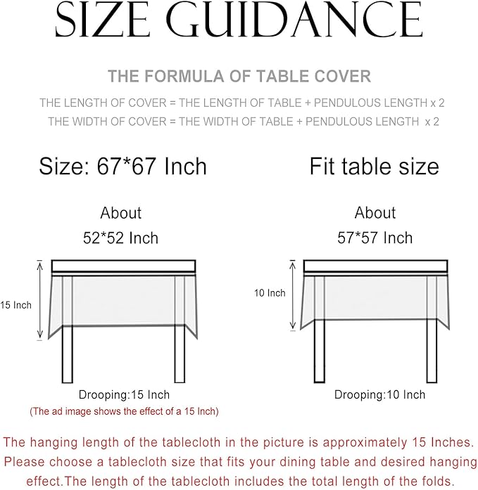 patdrea Designer Linen Green Square Tablecloth,Leaves Pattern Floral Durable Vintage Table Cloth,Decoration Table Cover for Kitchen Dining Christmas,Thanksgiving,Tea Party,67"x67"-Cecilia a