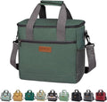 Iknoe Large Cooler Bag Collapsible 24 Can Insulated Bags Leakproof Lunch Cooler Tote with Multi-Pockets for Adult Insulated Thermal Bag for Beach, Picnic, Office Work(Grayish Green)