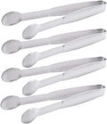 Mini Tongs 5-3/4 Inch Stainless Steel Small Serving Tongs, Tiny Kitchen Tong for Appetizers, Tea Party, Coffee Bar, Desserts, Set of 4