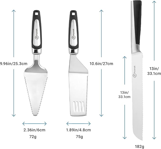 Cake Knife and Pie Server Set with Luxury Gift Box, Kitchen Essentials Cake Cutter Slicer-Serrated on Both Sides, For Right or Left Handed, Perfect Pie Gadgets, Kitchen Set and Server for Cakes & Pie