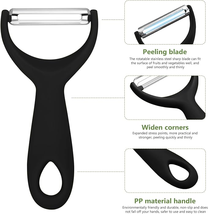 Apple Peeler:Pear Fruit Vegetable Peeler,Manual peeler for Peeling Apples, Pears, Cucumber;Garlic Carrot Potato Cheese Zester Grater, Essential Kitchen Tool(2-Pack) (black)