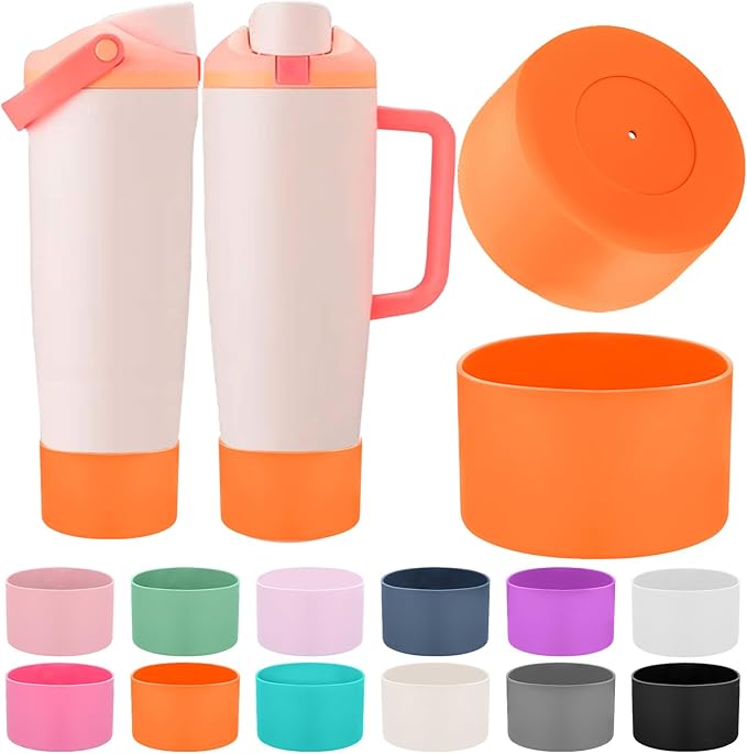 Mity rain 2PCS Protective Silicone Boots for Owala 30oz & 40oz FreeSip Sway Bottles & Tumblers - Accessories for owala, Enhances Stability & Prevents Scratches (Orange)