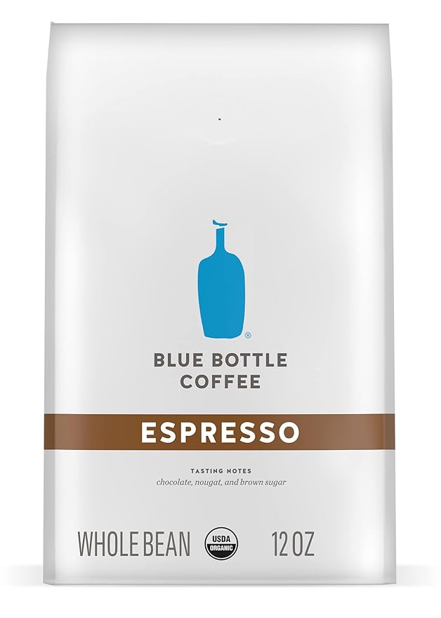 Blue Bottle Whole Bean Organic Coffee, Espresso, Dark Roast, 12 Ounce bag (Pack of 6)