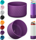 2PCS Silicone Water Bottle Boot for Owala 40oz, Protective Bottom Bumper Anti-Slip Sleeve for FreeSip, Twist, and Flip Stainless Steel Bottles, Dishwasher Safe and BPA Free(Dark Purple)