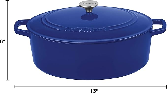 Cuisinart Chef's Classic Enameled Cast Iron Oval Covered Casserole (Cobalt, 7- Quart)
