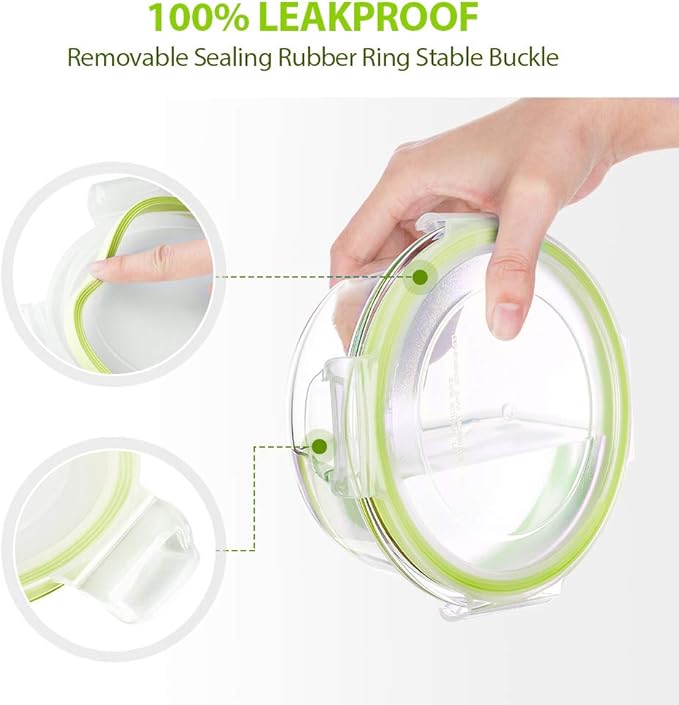 Bayco Glass Food Storage Containers with Lids, [24 Piece] Glass Meal Prep Containers, Airtight Glass Bento Boxes, Leak Proof (12 lids & 12 Containers) - Green