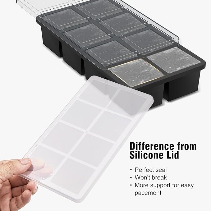 Samuelworld Large Ice Cube Tray: 2024 Upgraded Silicone Square Ice Cube Mold For Whiskey, New Upgraded 2 Inch Large Cubed Ice Trays for Cocktail, Big Cube Ice Maker Mold (2 Pack, Black)