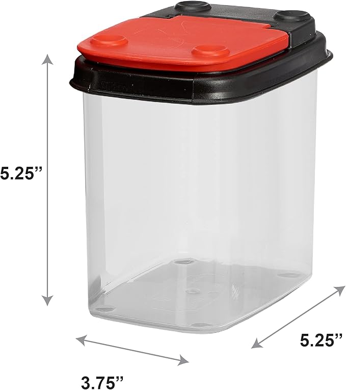 Buddeez Bits and Bolts Storage Containers - Stackable Clear Organizers for Tools and Parts - 12 Pack Red Lid