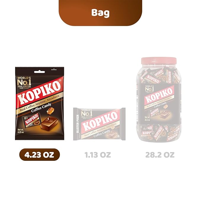Kopiko Coffee Candy – Bold-Tasty Hard Candy from Indonesia with Real Coffee Extract – A Satisfying Boost for On-the-Go Energy (2-Pack 4.23 oz Each)