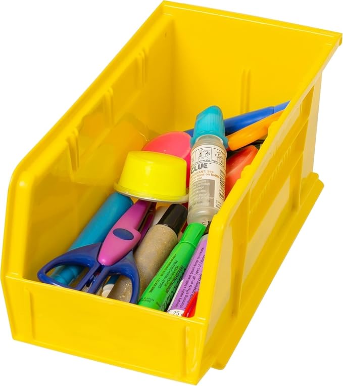 Akro-Mils 30230 AkroBins Plastic Storage Bins, Space-Saving Stackable Bins for Garage, Pantry, Craft Organization, 11-" x 5-" x 5-", Yellow, 12-Pack