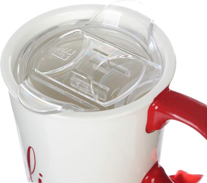 Christmas Ceramic Mug Porcelain Coffee Cup with Tritan Lid and Box,17 oz Bell Decorated (Believe)