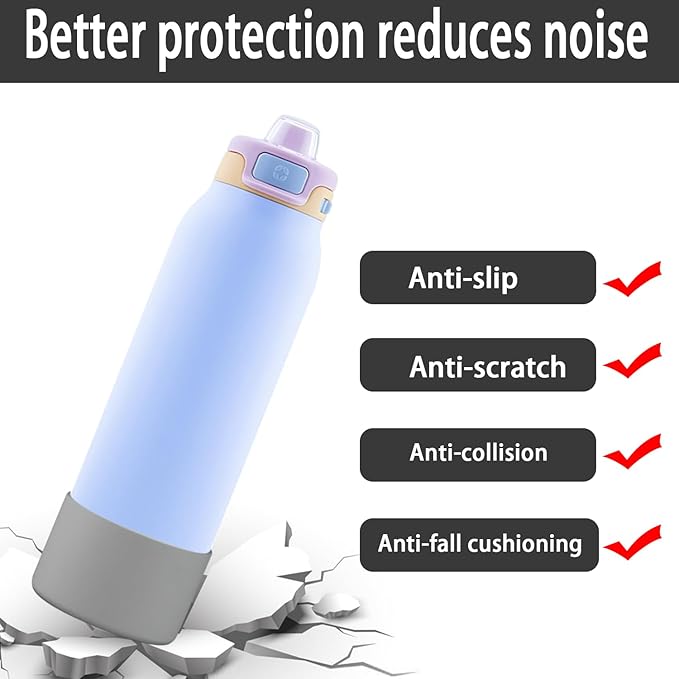 2 PCS Silicone Bottom for Ello Pop 32 OZ Water Bottle, Water Boot for Ello Pop,Avoid Scratches and Noise(Gray, 320z)