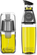DWËLLZA KITCHEN Olive Oil Dispenser Bottle For Kitchen & Sprayer For Cooking - 2 In 1 Glass 17 Oz. Cooking Oil/Syrup Dispenser With Measurements & 6 Oz. Spray Bottle Set