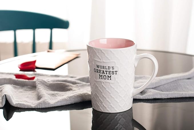 Ynsfree-World's Greatest Mom-16 OZ Coffee And Tea Cups-For mom,lady, wife,Valentine's Day or Anniversary - Birthday Gift Ceramic Office Fun Gifts Deal With White Cute Mugs-Funny Mom Mug