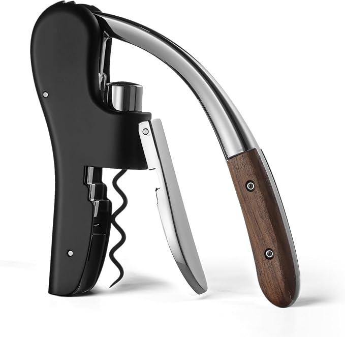 Wine Bottle Opener, Vertical Lever Corkscrew with Built in Foil Cutter Design, Manual Handheld Corkscrew with Ergonomic Lever Pump