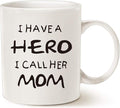 Coffee Mug, Ceramic Hero Mom Mug, Funny Best Mother's Day and Birthday Gift, 14 fl oz, White