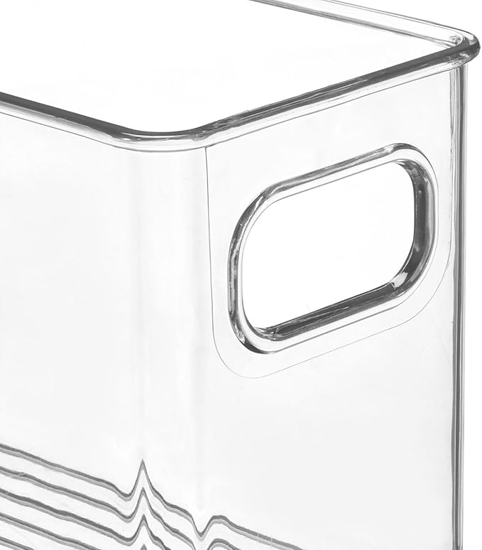 mDesign Plastic Kitchen Organizer - Storage Holder Bin with Handles for Pantry, Cupboard, Cabinet, Fridge/Freezer, Shelves, and Counter - Holds Canned Food, Snacks - Clear