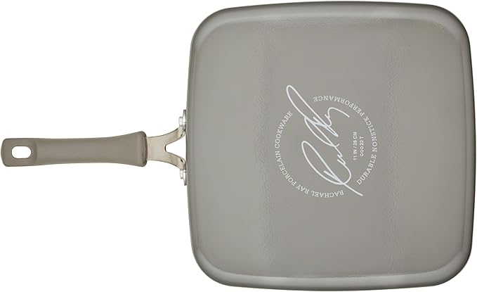 Rachael Ray Cook + Create Nonstick Stovetop Griddle/Grill Pan, Square, 11 Inch, Gray