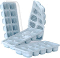 DOQAUS Ice Cube Trays 4 Pack, 40 pcs Silicone Ice Cubes Tray Maker with Spill-Resistant Removable Lid, Easy Release & Pop out, LFGB and BPA Free, Stackable Flexible, for Soup, Food, Cocktail, Coffee