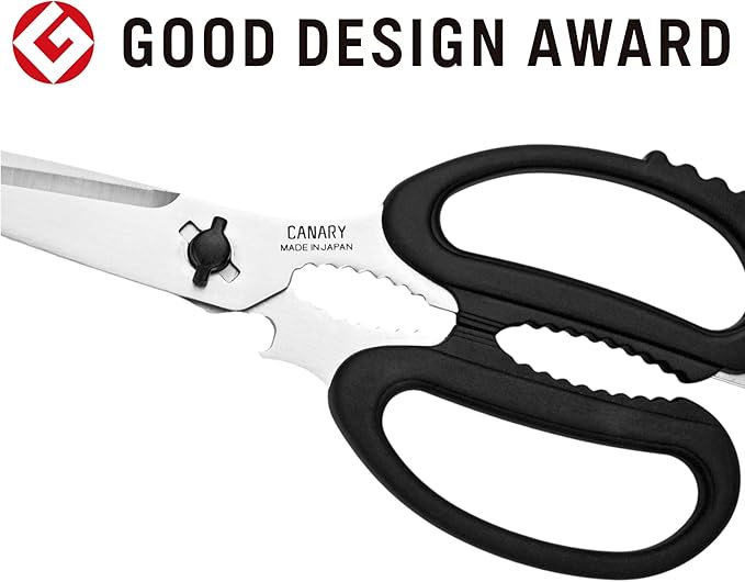 CANARY Japanese Kitchen Scissors Heavy Duty 8.2", Made in JAPAN, Dishwasher Safe Come Apart Blade, Multipurpose Kitchen Scissors, Sharp Serrated Japanese Stainless Steel, Black