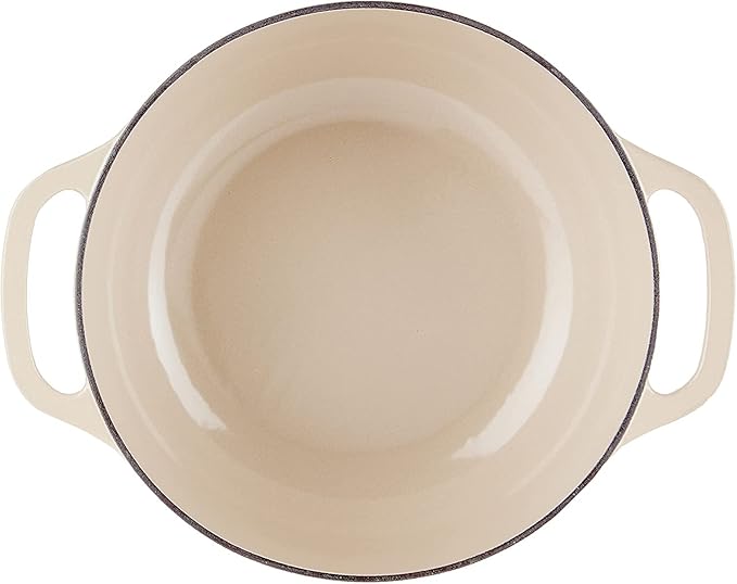 Lodge 7.5 Quart Enameled Cast Iron Dutch Oven with Lid – Dual Handles – Oven Safe up to 500° F or on Stovetop - Use to Marinate, Cook, Bake, Refrigerate and Serve – Sandalwood