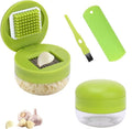 2 Pcs Garlic Press Set, Stainless Steel Garlics Crusher with Silicone Peeler and Cleaner Brush, Easy to Use Garlic Chopper for Shredded Garlic, Ginger and Fruit