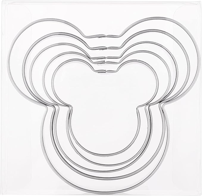 MrCookie Mouse Cookie Cutters for Kids,Stainless Steel Sandwiches Cutters Biscuit Molds for Kids, 5pcs Sturdy Cutters for Cookies,Sandwiches,Small to Large Size of 2.12'',2.56'',2.95'',3.34'',3.86''