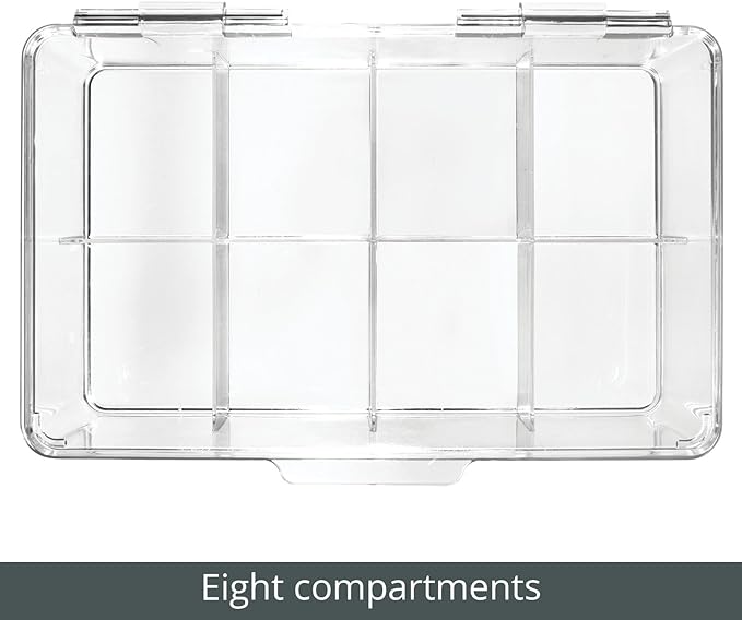 mDesign Tea Bag Single Serve Pouch Divided Box Holder Organizer, Clear