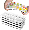 DclobTop Ice Cube Trays for Freezer - 4 Pack Easy to Release Plastic Silicone Ice Tray with Spill-Resistant Lids, Reusable Stackable for Cocktails, Drinks and Coffee, BPA-Free,Black