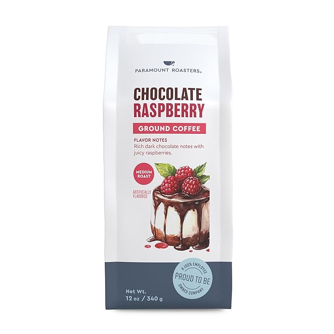 Paramount Roasters Chocolate Raspberry Flavored Ground Coffee, 12 oz medium roast, Paramount Coffee Company