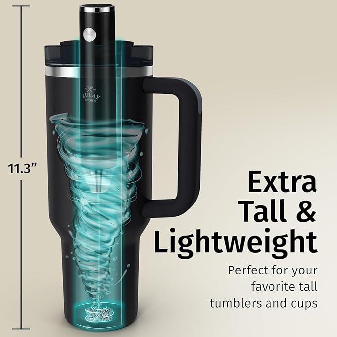 Zulay Kitchen Lux Rechargeable Milk Frother Handheld - Powerful 2-Speed Motor, Fully Waterproof, 2000mAh Battery - Drink Mixer For Latte, Cappuccino, Matcha, Protein Powder - Silver