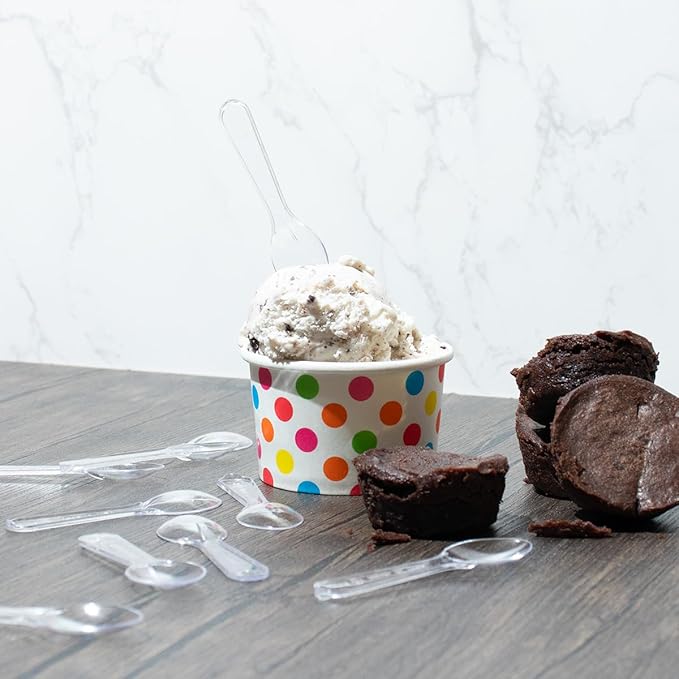 UNIQ 1000-Count 4 oz Polka Dot Paper Ice Cream Cups Rainbow | Dessert Bowls in Multiple Colors & Sizes Frozen Dessert Supplies