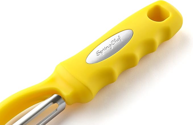 Spring Chef Premium Stainless Steel Yellow Swivel Potato Peelers for Kitchen, Dishwasher Safe Carrot Peeler with Comfortable Handle, Perfect for Vegetable, Fruit, Apple, Cucumber - Set of 2