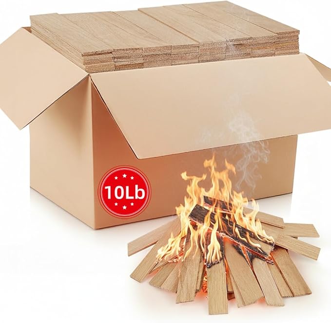 Kiln Dried Oak Smoking Wood Chips - 100% Natural BBQ Grilling Smoker Wood for Meat, Pizza Ovens & Grill | Quick Light Fire Starter for Tabletop Fire Pits, Solo Stoves & Bonfires | 10 LB