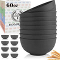 Homienly Wheat Straw Bowls Set of 8, 60oz Extra Large Unbreakable Bowls - Lightweight Alternative to Plastic Serving Bowls for Cereal, Ramen & Soup, Microwave Safe for Outdoor Activities (Grey)