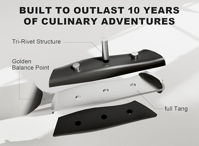 Livtek Knife Set with Block - Kitchen Knife Set German High-Carbon Stainless Steel with Built-in Sharpener - Full Tang, Triple-Rivet Ergonomic Handle - Holiday Gift Idea - 15-Piece, Falcon Series.