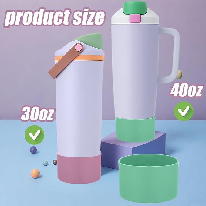 Mity rain 2PCS Protective Silicone Boots for Owala 30oz & 40oz FreeSip Sway Bottles & Tumblers - Accessories for owala, Enhances Stability & Prevents Scratches (Aubergine & Eucalyptus)