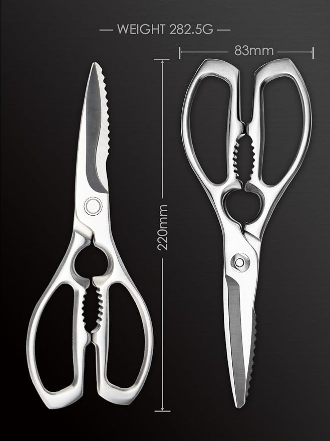 Heavy-Duty Kitchen Scissors Forged from Stainless Steel, Kitchen Shears for Food, Ideal Cooking & Culinary Scissors for Meat, Poultry and Vegetables, Dishwasher Safe, 5-Year Warranty