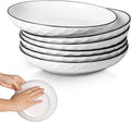 Yeacccng Pasta Bowls Set of 6, White Cereal Bowls Set of 6, 24oz Ceramic Salad Bowls, Lead-Free, 8 Inch White Serving Bowl for Pasta, Salad, Oatmeal, Fruit, Chicken, Dishwasher & Microwave Safe