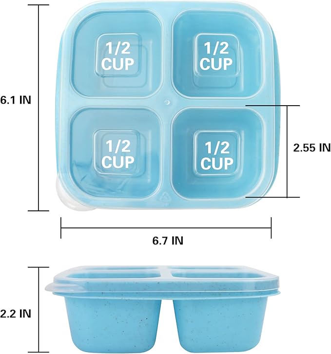 Finorder 6 Pack Snack Containers, Wheat Straw Fiber 4 Compartment Reusable Bento Lunch Box, Meal Prep Lunch Containers for Adults, Food Containers for Picnic, Office and Travel