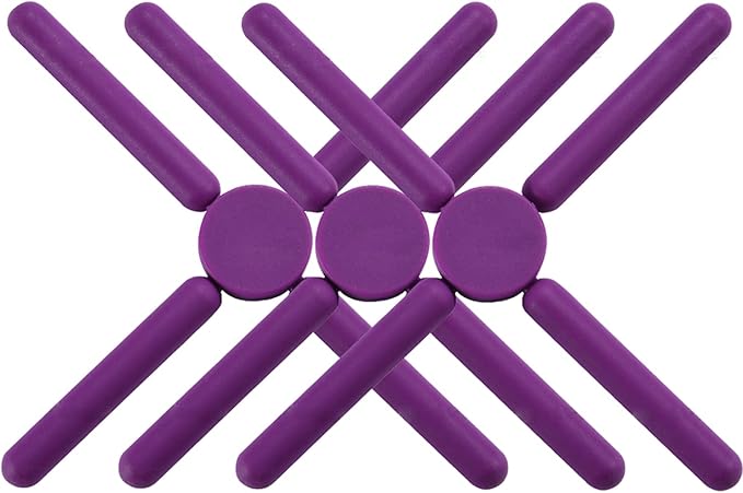 3/Pack Foldable Trivets Silicone, FENGCHEN Folding Trivets, Non-Slip Collapsible Cross Compact Design Expandable Silicone Pot Holder,Violet