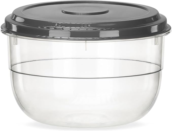 DecorRack X-Large Food Storage Container, 5.75 Quarts, BPA Free Plastic, 185 oz Heavy Duty Multipurpose Plastic Storage Container, Round Cake Dough Riser Bowl with Airtight Lid, Random Color (1 pack)