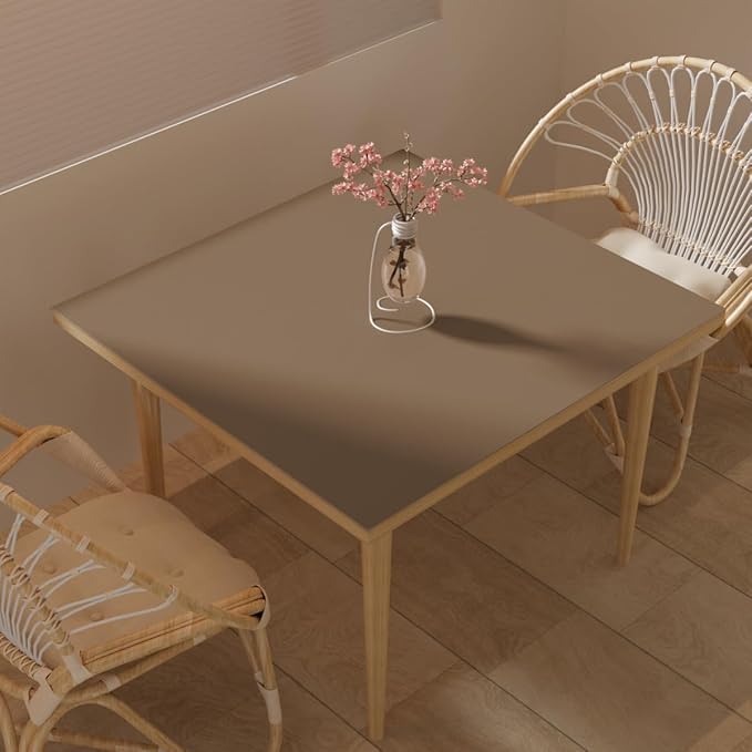Desk Cover Protector - Used for Square Table Waterproof and Easy to Clean Good Flatness Easy to Used for Dining Table(Mud Color+Champagne Gold 44x44)