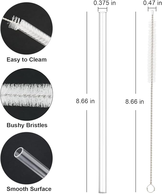Replacement Straw Compatible with Stanley 14 oz 20 oz Cup Tumbler, 6 Pack Reusable Straw with Cleaning Brush, Plastic, Clear, Dishwasher Safe